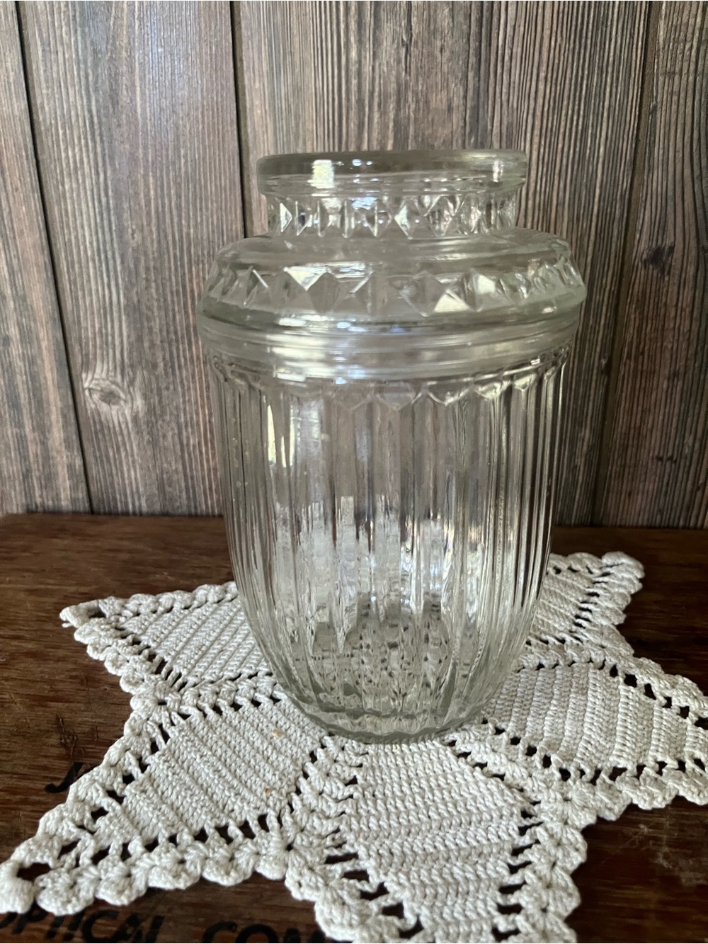 Clear Glass Ribbed Vintage Candy Jar with Lid - Home Accents